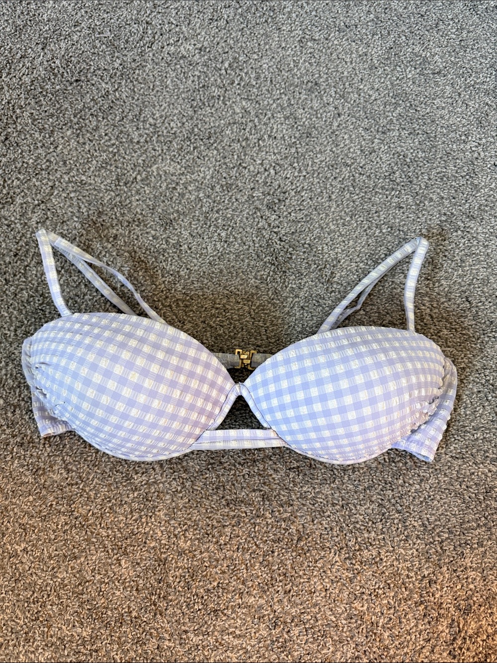 River Island Light Lavender Gingham Bikini Top